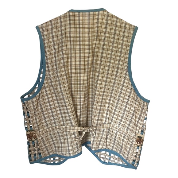 Vintage Open-Stitch Safari Animals Vest XL Cotton Linen Zoo - Picture 4 of 5